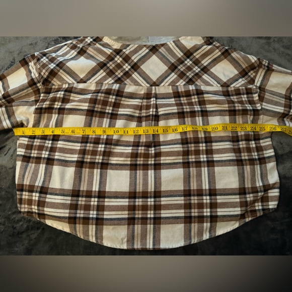 No Boundaries Cropped Plaid Brown Button Lightweight Jacket Size XXL(junior) - Picture 13 of 16